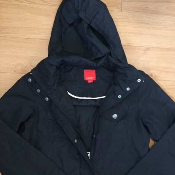 Black Esprit hooded lightweight jacket M 8/10 - Picture 2 of 6